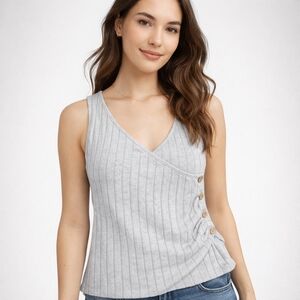 Elegant Gray Ribbed Blouse – Modern & Youthful Style